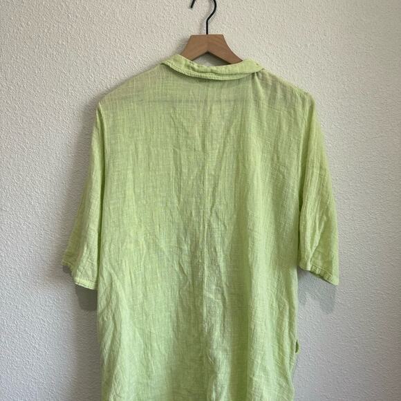 Made in Italy Women's Medium Embroidered Dress Lime Green Linen Cotton Blend - Picture 8 of 9